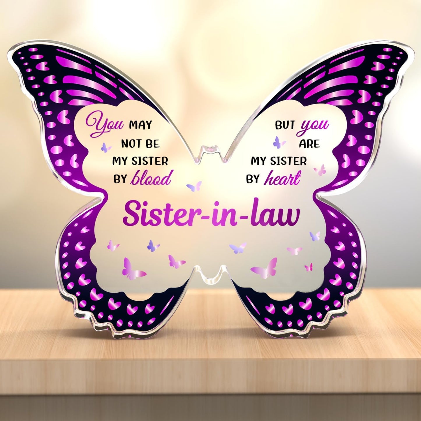Sister In Law Gifts, Gifts for Sister In Law, Birthdays Mothers Day Thanksgiving Christmas - Butterfly 5x3.8 IN Acrylic Decorative Plaques