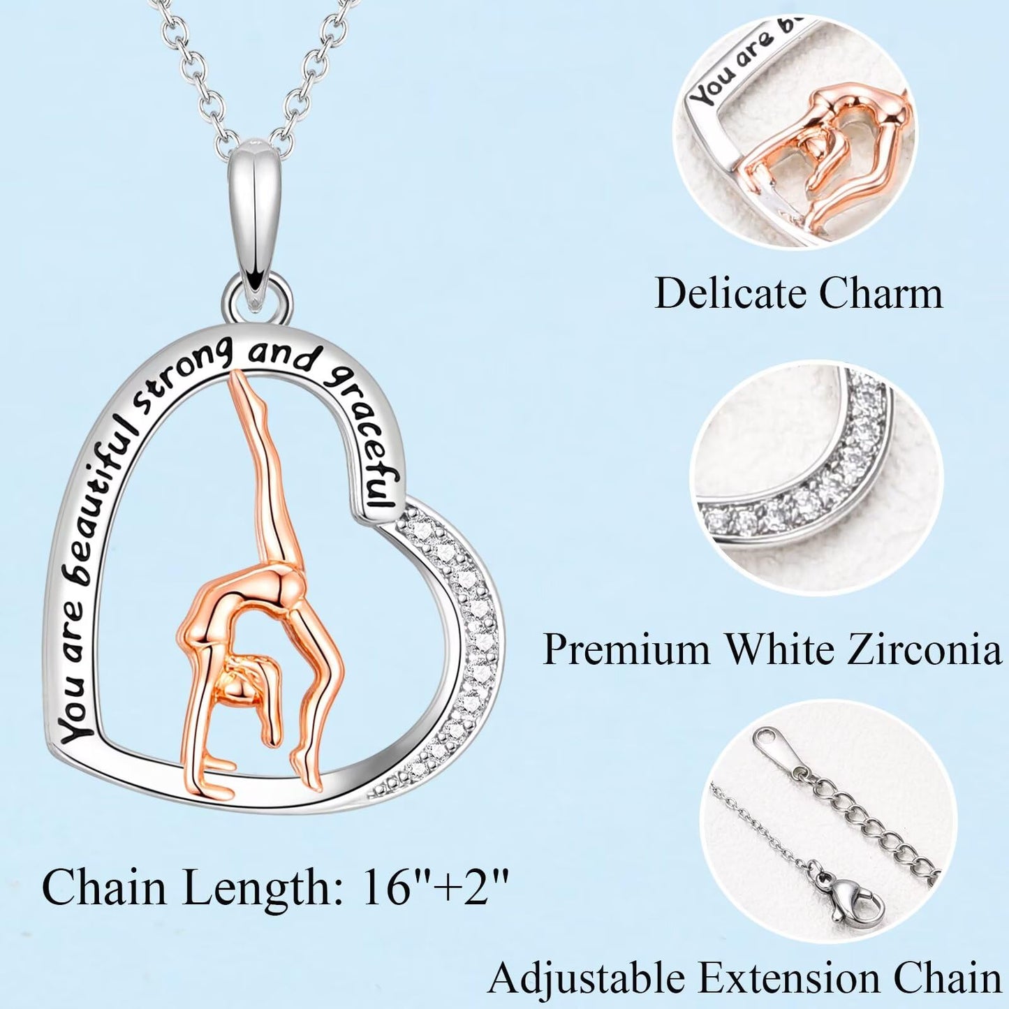 Gymnastics Gifts for Girls Gymnastics Necklace Sport Gifts Jewelry for Gymnast Women for Birthday, Graduation, Christmas