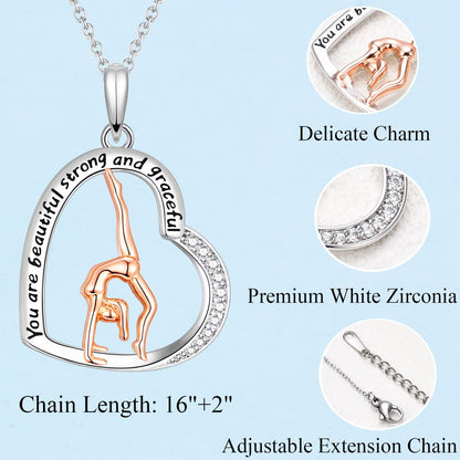 Gymnastics Gifts for Girls Gymnastics Necklace Sport Gifts Jewelry for Gymnast Women for Birthday, Graduation, Christmas