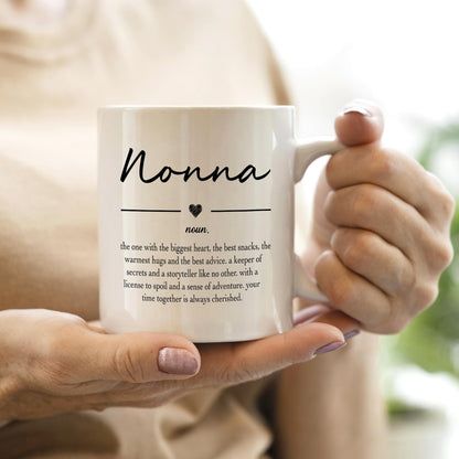QASHWEY Nonna Gifts Coffee Mug, Gifts for Nonnas Grandma from Grandkids Grandchildren, Grandma Coffee Mug, Mothers Day Mugs Tea Cup Gift for GrandmaNonna, Nonna Definition CoffeeCup Ceramic 11oz