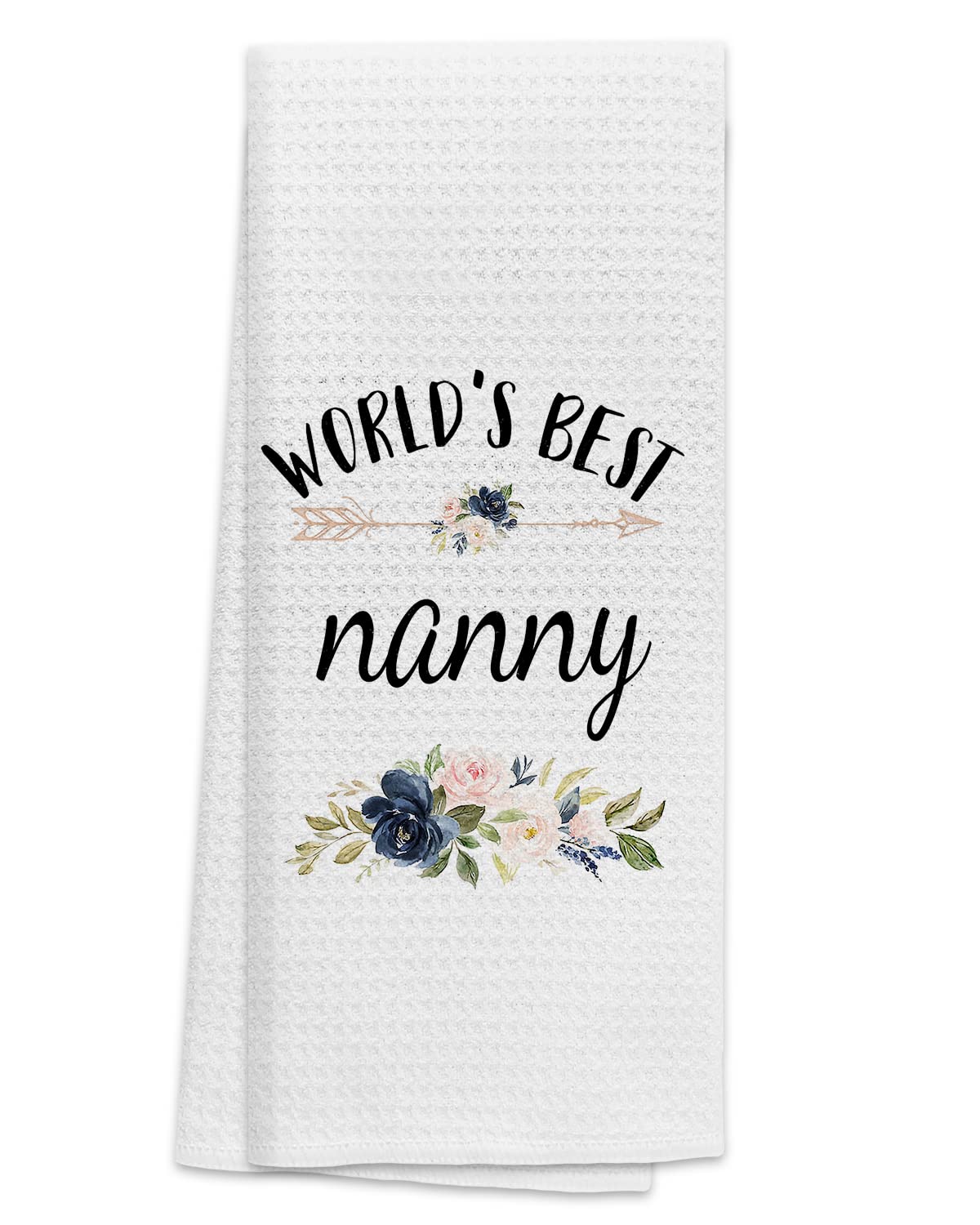 TNUW Best Grandma Kitchen Towels 16″×24″,World’s Best Nanny Floral Soft and Absorbent Kitchen Tea Towel Dish Towels Hand Towels,Birthday Christmas Thanksgiving for Nanny Grandma