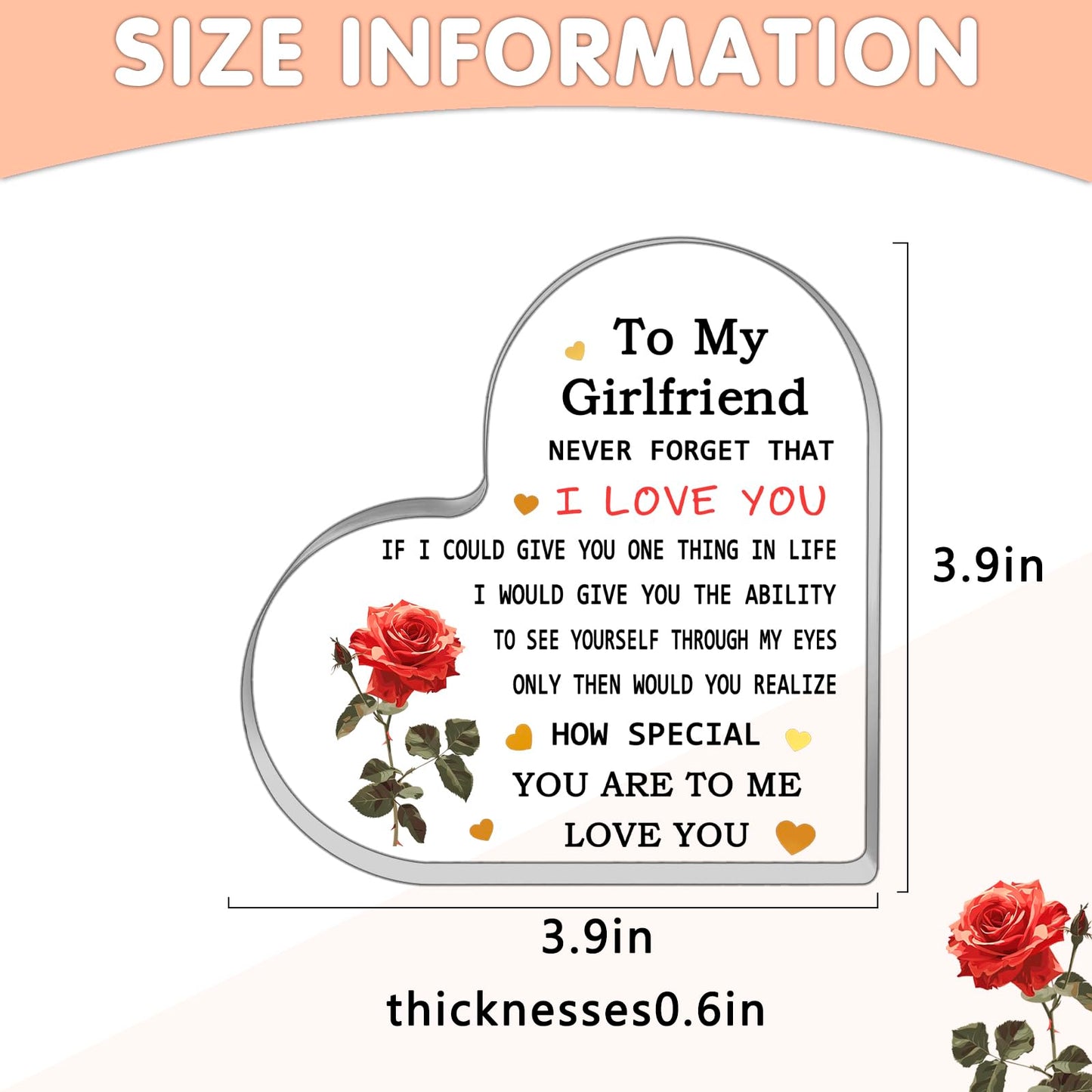 Gf Gifts I Love You Gifts for Girlfriend Romantic Gift for Her Gf Valentines Christmas Birthday Gift for Her Desk Decor Acrylic Plaque