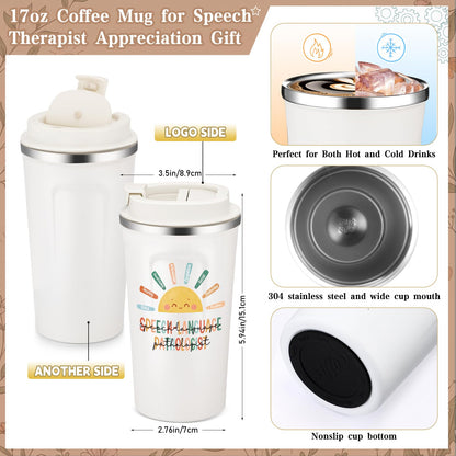 Pickmesh 3 Pcs Speech Pathologist Gifts Set 17 oz Coffee Tumbler A5 Leather Notebook Journal Pen Speech Therapy SLP Gifts for Language Pathologist Graduation Teacher Day Christmas