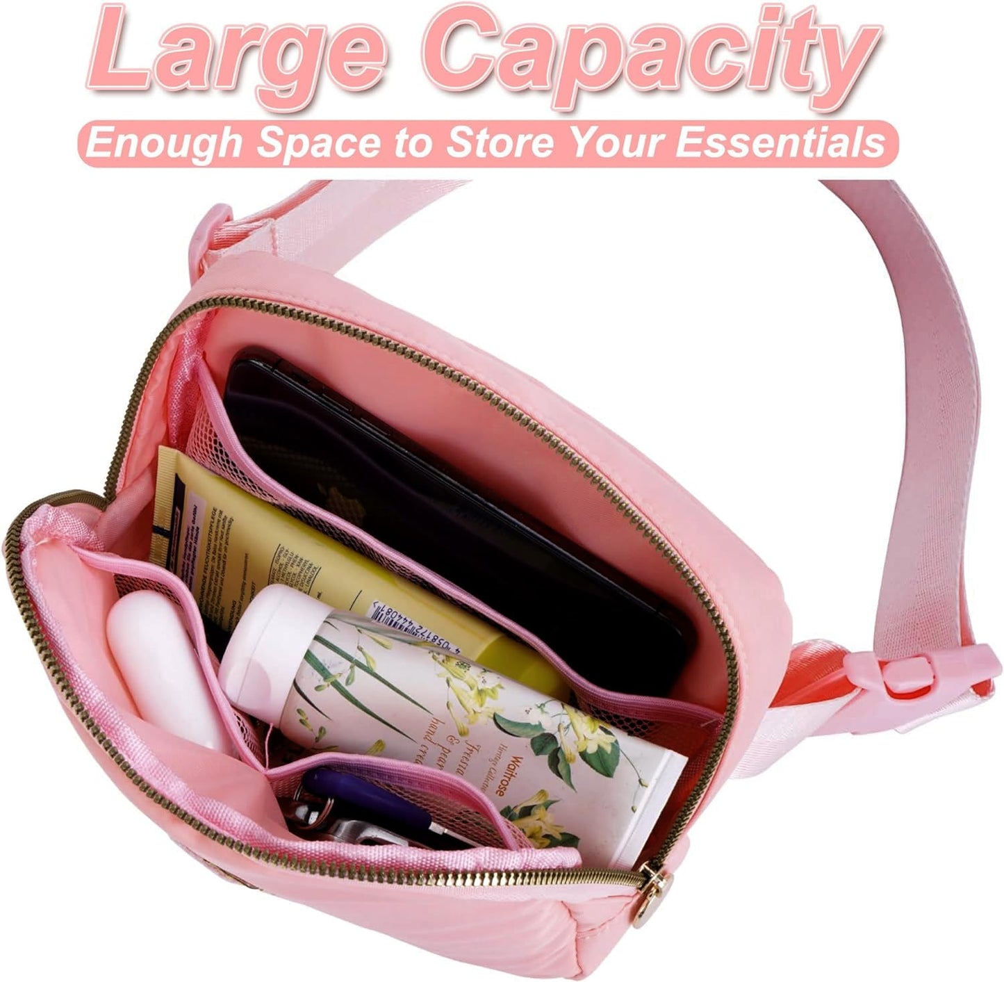 Uygafly Dance Recital Gifts - Dance Bag for Teens & Kids - Belt Bag Crossbody Bags - Small Waist Packs - Fanny Pack Birthday Gifts | Peach