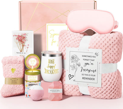 Happy Birthday Gifts for Women Mom Her Friend Sister Wife Grandma, Self Care Gift Get Well Relaxing Spa Gift Basket Set