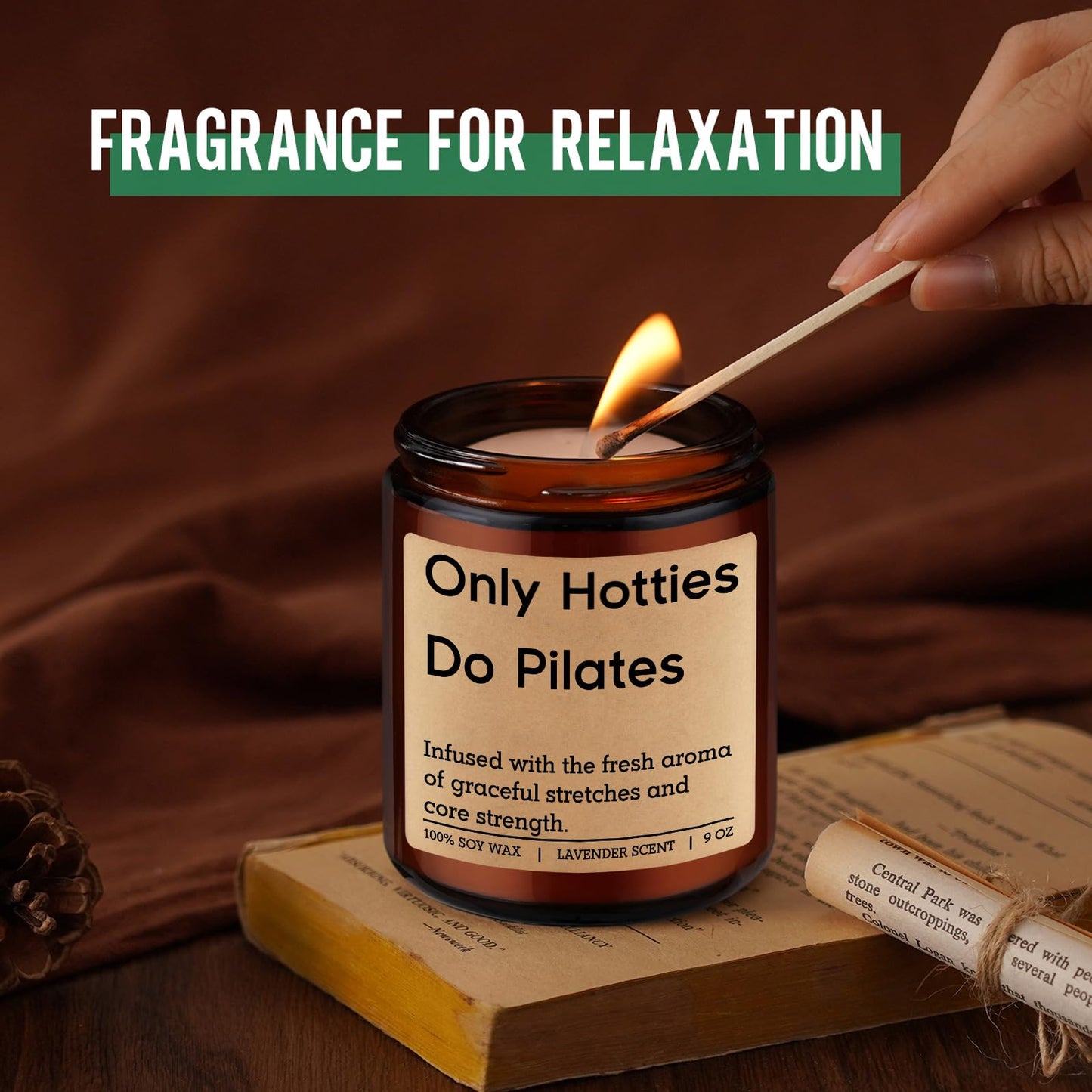 GSPY Scented Candle, Pilates Gifts for Women, Men - Gym, Workout, Fitness Gifts for Friend, Mom - Funny Mothers Day, Birthday, Appreciation Ideas for Pilates Instructor, Reformer, Studio, Lover, Girl