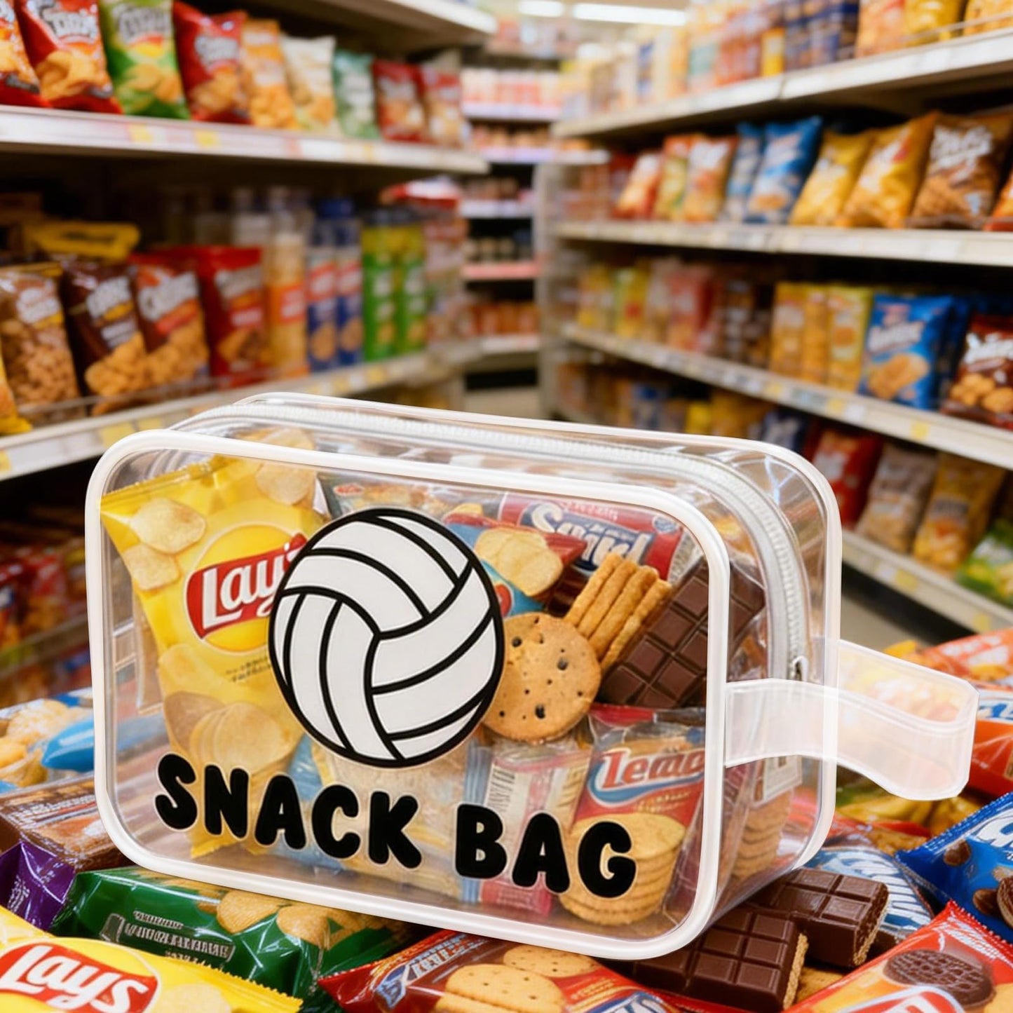 Goroovr 12 Pcs volleyball Snack Bags with Handles Zipper Reusable Sealed Stand-Up Goody Bags Clear PVC Waterproof volleyball party favors for Team Practice/Game Day, Gifts for volleyball Lovers, Players