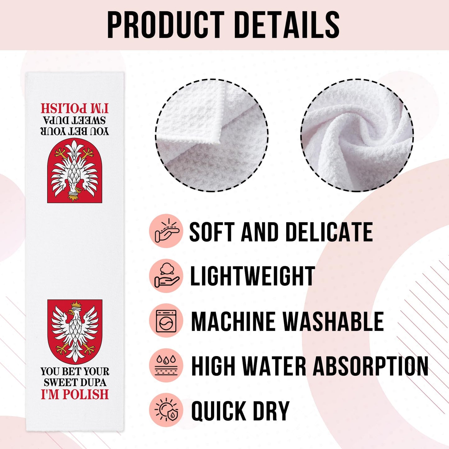 Funny Saying Kitchen Towels, You Bet Your Sweet Dupa I'm Polish Dishcloths, Polish Gifts for Women Men, Poland Flag Decorative Tea Towels, Sweet Housewarming Gifts for Hostess Friend Bestie
