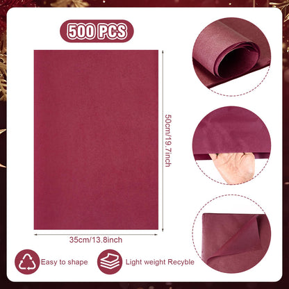 Teling 500 Sheets Burgundy Wine Tissue Paper for Gift Bags 14 x 20 Inches Father' Day Gift Wrapping Tissue Paper Bulk for Graduation Memorial Day 4th of July Weddings Birthday DIY Crafts Flowers