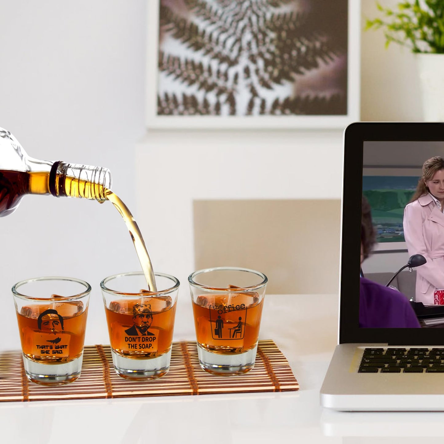 6 PCS The Office Merchandise Shot Glasses Set, 1.5 oz The Office Merch Clear Shot Glass Cups with Heavy Base, Funny Gifts for Men, Women or TV Show Fans