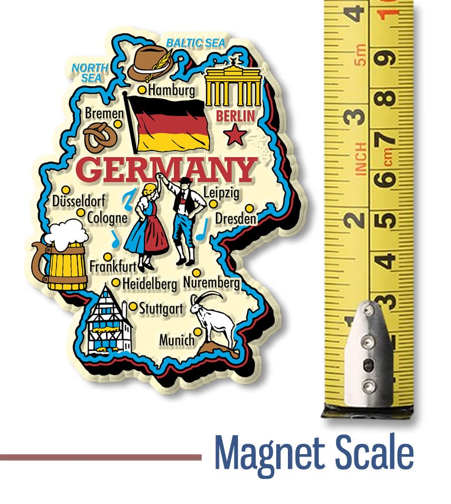 Germany Jumbo Country Map Magnet by Classic Magnets, 3D Rubber Vintage-Style Collectible Souvenirs and Gifts Made in the USA