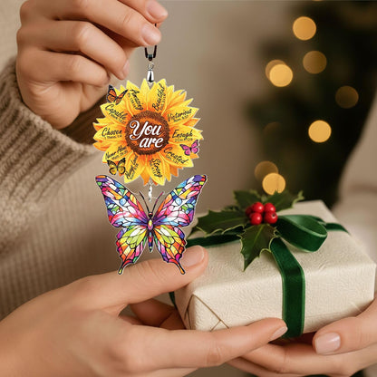 Christian Gifts for Women Birthday, Butterfly Inspirational Gift for Friends, Mom, Sister, Girl, Female Coworker, Christian, God Says You are Sunflower Gifts for Women, Religious Desk Decor