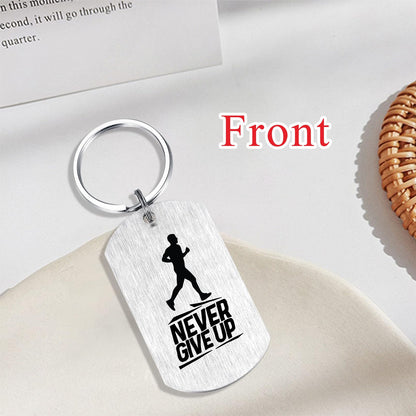 Alotozo Running Gifts - Running Keychain for Teens Boys Mens, Never Give Up Inspirational Key Chain Gift for Runners Athletes, Birthday, Graduation, Fathers Day