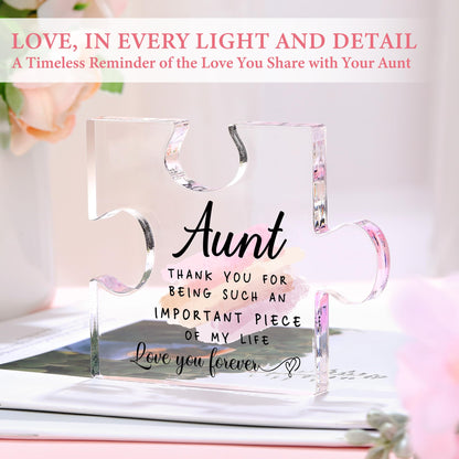 Saineron Aunt Gifts for Women Best Auntie Gift Ideas Cool Aunt Birthday Gifts for Aunts from Niece Auntie Birthday Gift Presents for Aunts Bracelet Keychain Cup Socks Tote Bag Acrylic Puzzle