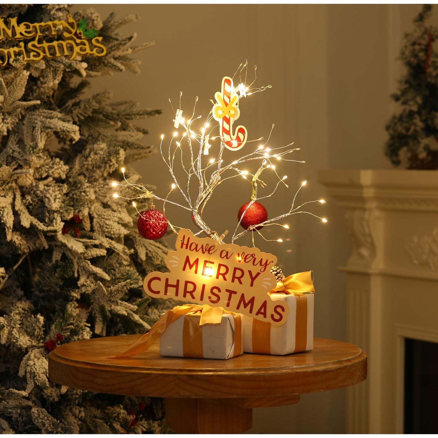 Money Tree Gift Card Holder 108 LEDs Lighted Fairy Light Spirit Trees Battery/USB Powered Light Up Display Tree with 22 Clear Clips for Photo, Cash,Card, Memo,Home Decor