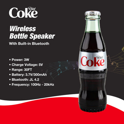Official Diet Coke Bottle Shaped Bluetooth Speaker – Portable Wireless Speaker with Bluetooth 5.0, Deep Bass, AUX Input, Long Battery Life – Loud HD Sound for Home, Travel, Party & Outdoor Use