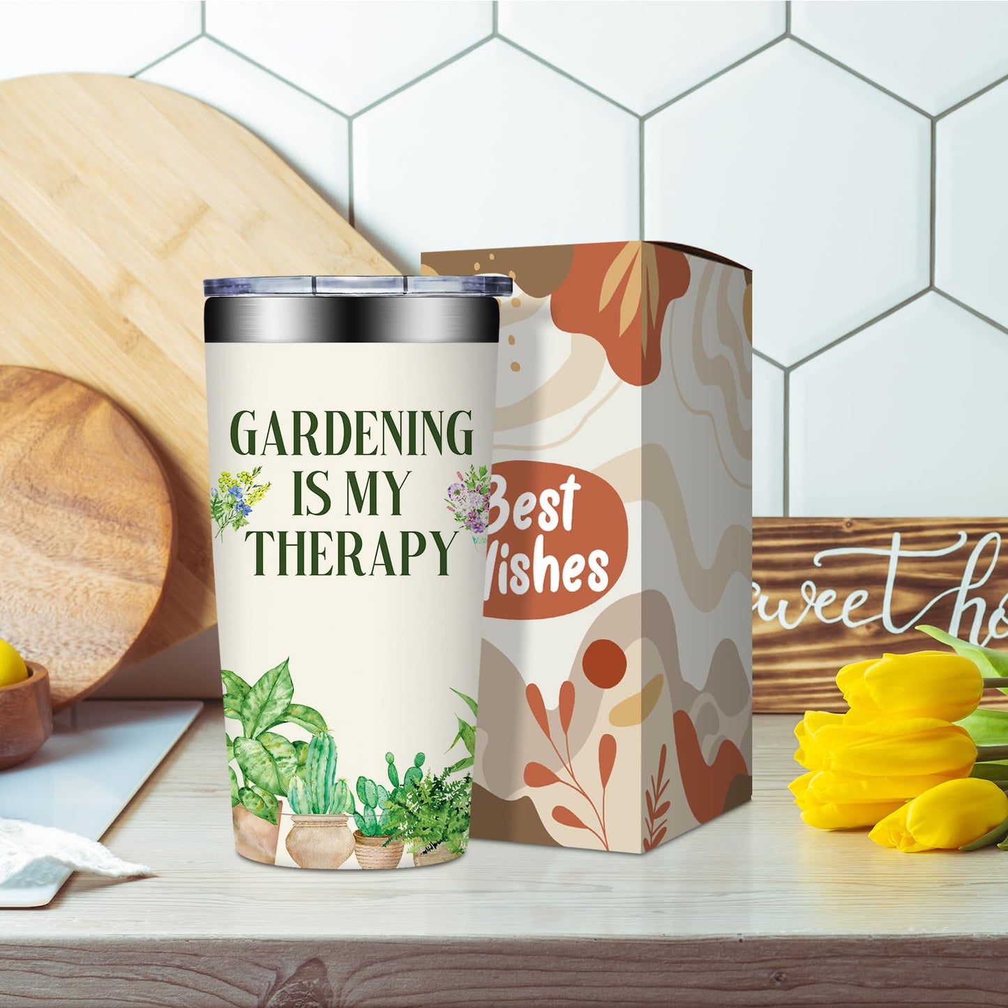 Grifarny Gardening Gifts for Women - Plant Lover Gift - Mothers Day Gifts for Gardeners, Pant Lovers, Garden - Gardening is My Therapy Tumbler Cup 20 oz