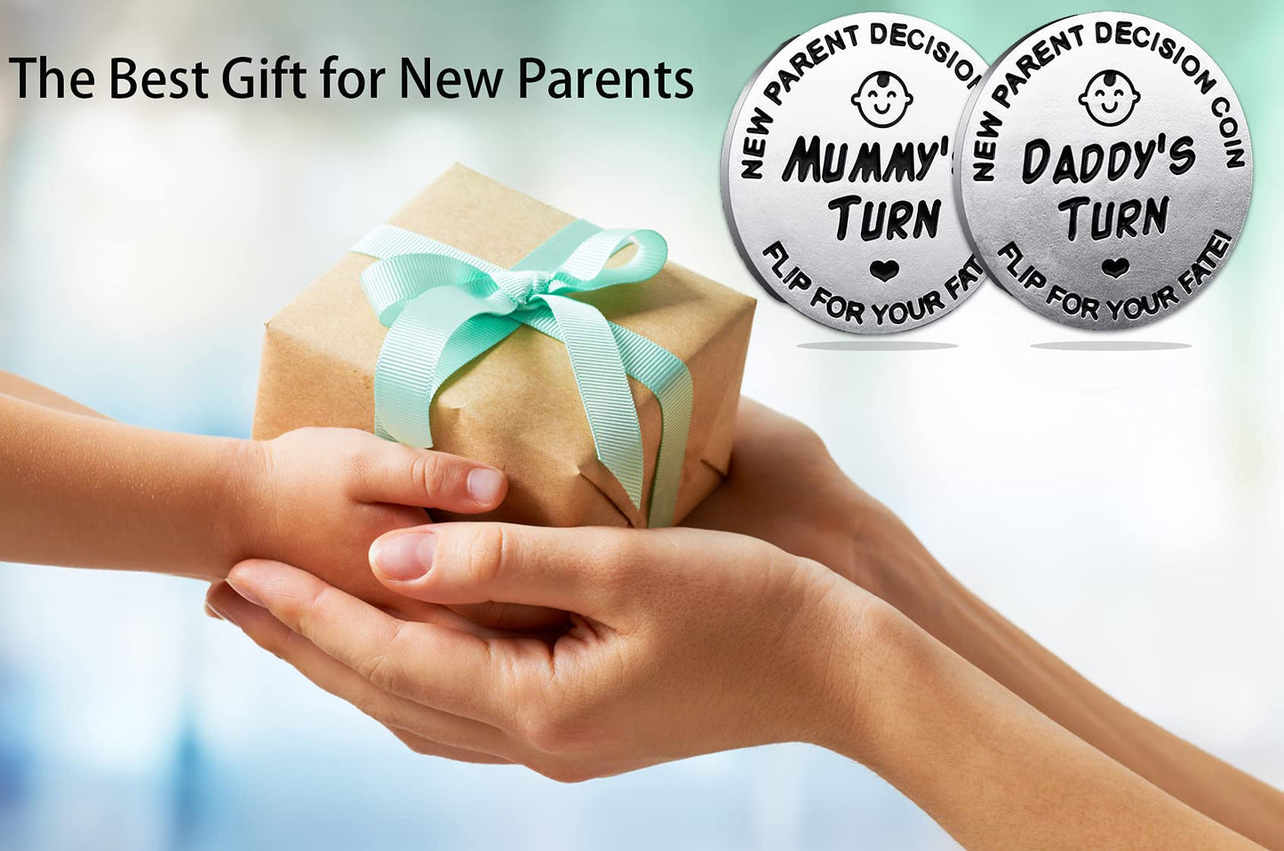 New Dad Mom Gifts Funny Decision Making Coin, New Parent Mummy Daddy Pregnancy Women First Time to be Moms Dads Mother's Day Father's Day Gifts Double Sided