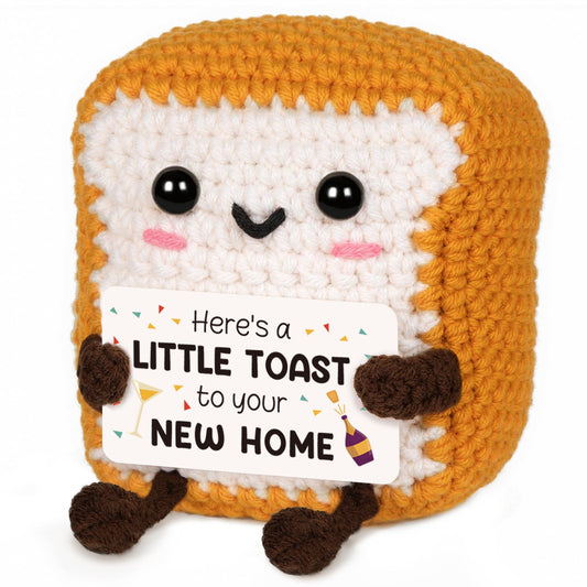 A Little Toast to Your New Home - Mini Handmade Crochet Toast, Funny Housewarming Gifts New Home New Apartment, House Warming Gifts New House for Women Men Friend