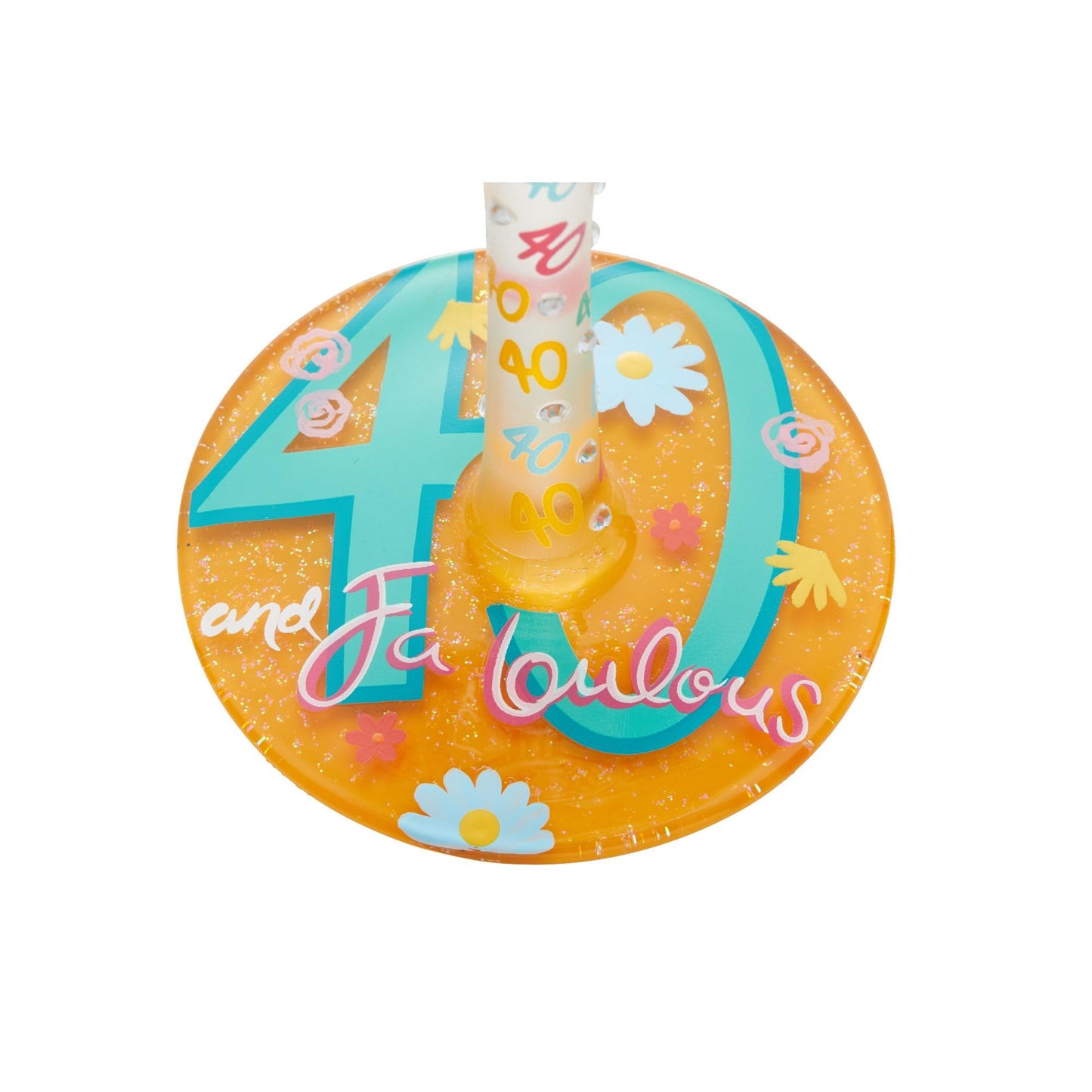 Enesco Designs by Lolita Happy 40th Birthday Hand-Painted Artisan Wine Glass, 15 Ounce, Multicolor