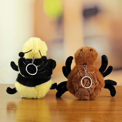 Cute Ladybug Insect Stuffed Animal Plush Keychain, Kawaii Bee Snail Moth Spider Keyring Bag Charms for Handbags