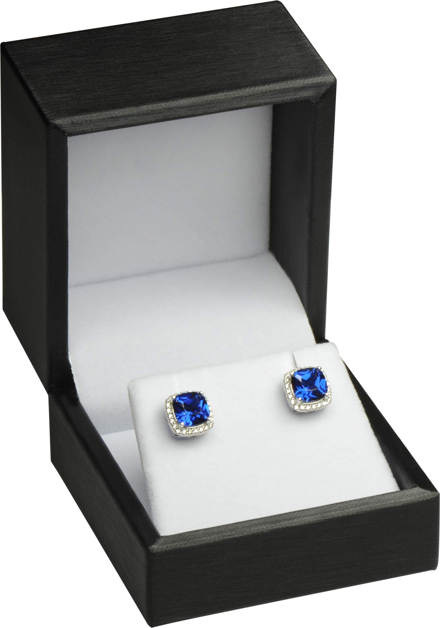 The Jewellery Pak Black Earring Necklace Pendant Set Jewelry Gift Box Premium Soft Touch PU Leather Exterior Material Pure White Velvet Interior Size 2.5〞(W)*2.5〞(D)*2〞(H)