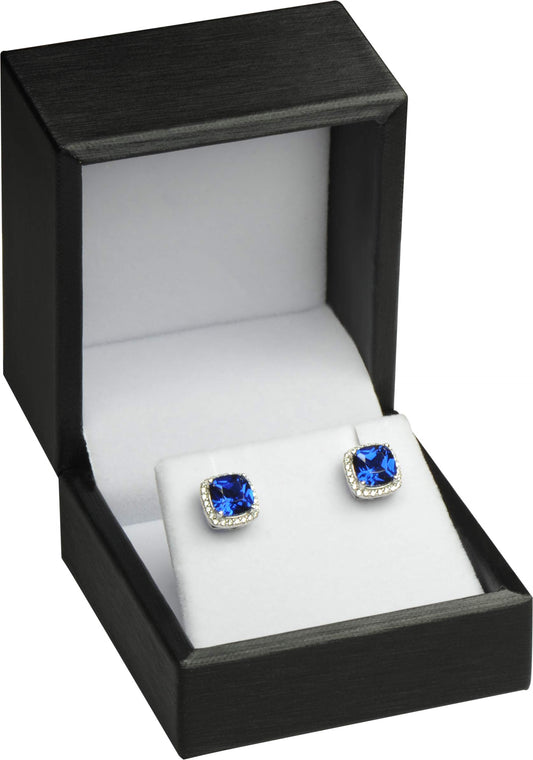 The Jewellery Pak Black Earring Necklace Pendant Set Jewelry Gift Box Premium Soft Touch PU Leather Exterior Material Pure White Velvet Interior Size 2.5〞(W)*2.5〞(D)*2〞(H)