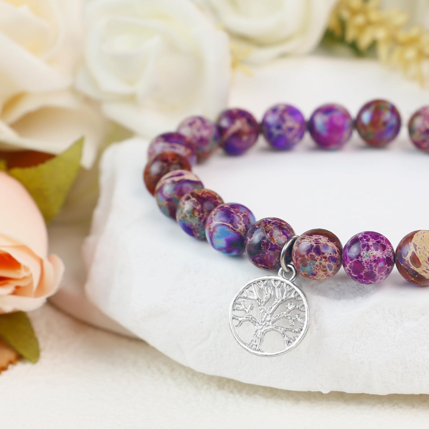 Sereney Birthday Gifts for Grandma Mom Bonus Mom, 60th 70th Birthday Gifts for Women as Grandmother Gifts, Bonus Mother Tree of Life Bracelet as Birthday Gift,Sister Bracelets for Women as Sister Gift