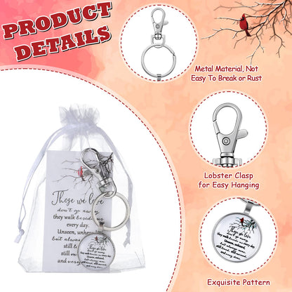 Fumete 12 Set Cardinal Keychain Gifts Red Cardinal Key Ring Memorial Gift Sympathy Gifts for Loss of Loved One with Card Bag Funeral Remembrance Condolence Bereavement