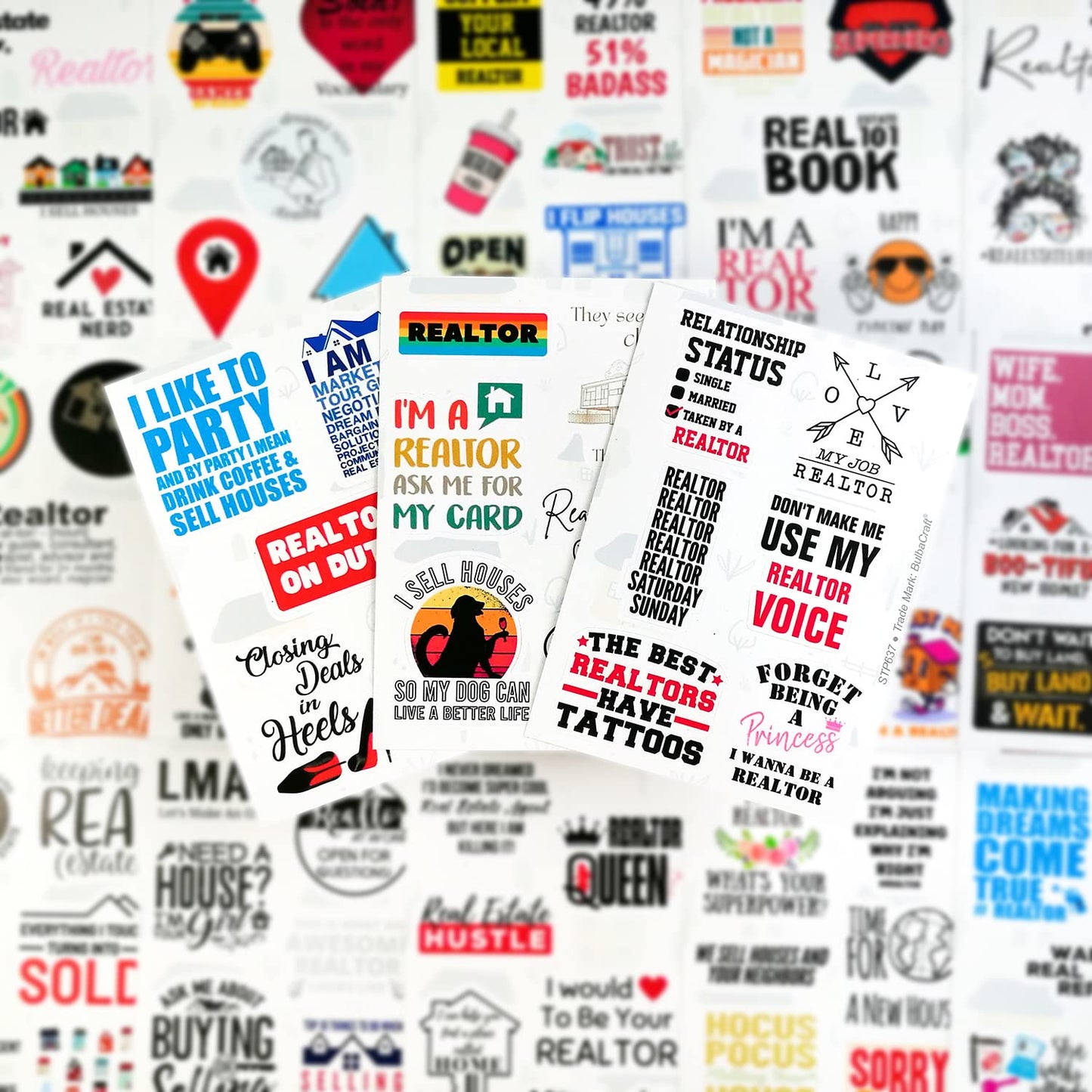 BulbaCraft 100 Pcs Funny Realtor Stickers, Real Estate Stickers, Funny Realtor Gifts for Women Agent, Real Estate Agent Presents, Gifts for Women & Men