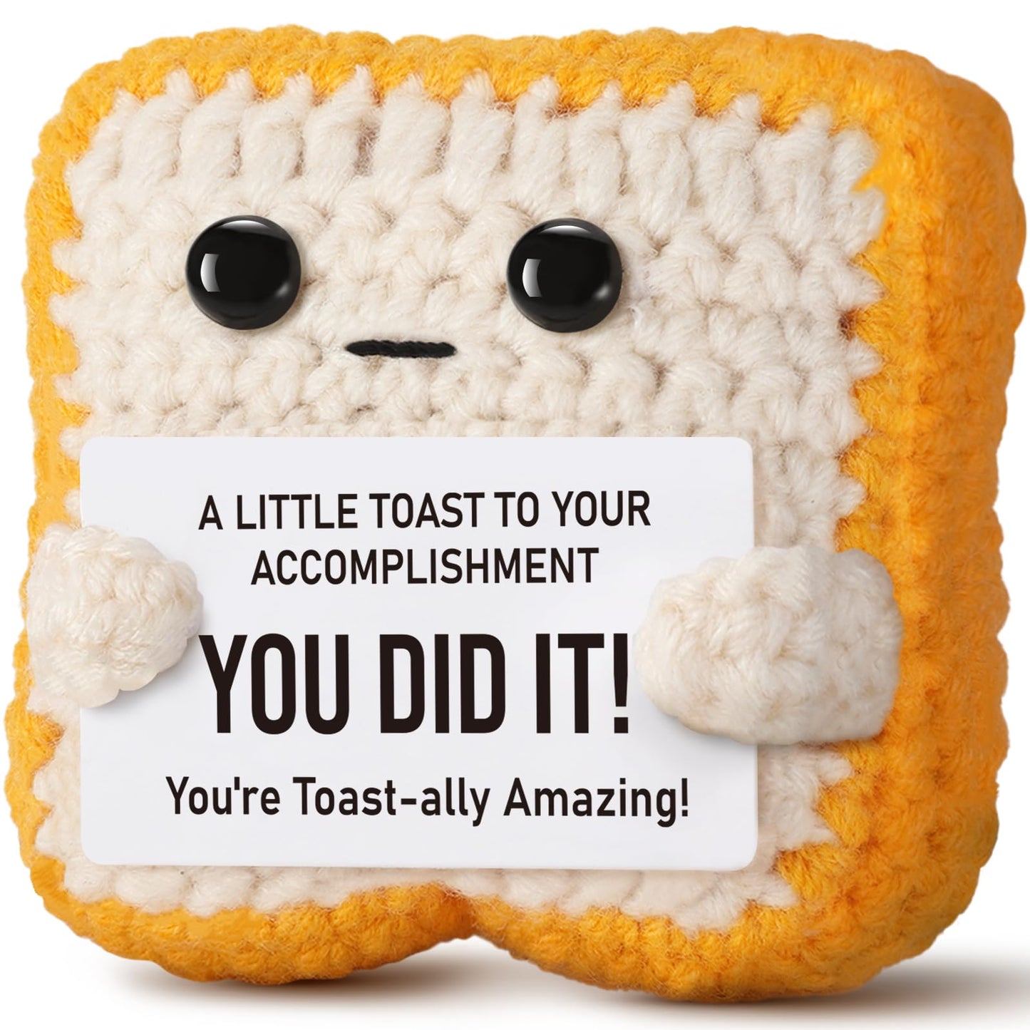 Crochet Toast Congratulations Gifts for Women - You Did It Card for Friends, Students, Coworkers, Teachers – Motivational College Highschool Graduation Decoration for Her Him