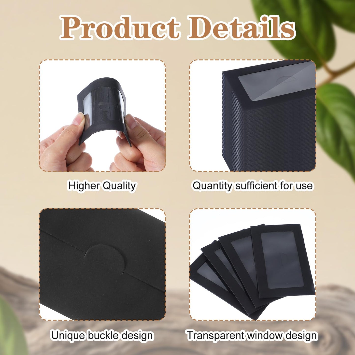 200 Packs Window Gift Card Envelopes Gift Sleeves, 4" x 2.4" Card Holder Envelope, Mini Business Invitation Cards Envelopes Without Cards for Christmas New Year Thanksgiving Party (Black)