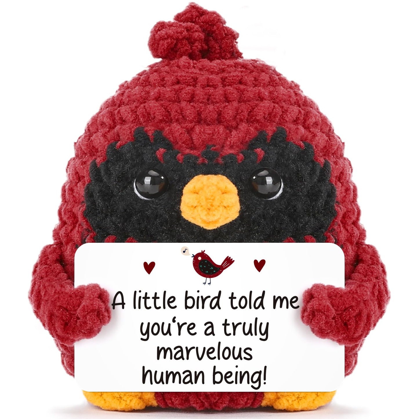 MY-ALVVAYS Mini Crochet Figurine Collectible Doll, Red Bird Thank You Gifts for Women, Teacher Appreciation Gifts Birthday Graduation, Woman Man Male Female Emotional Gifts