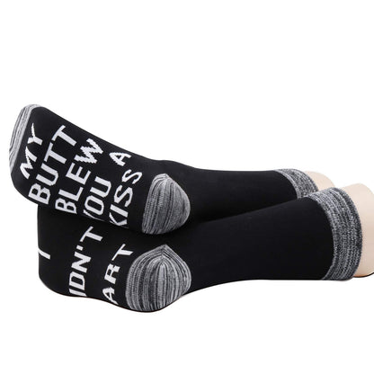 JXGZSO 2 Pairs Fart Joke Gift Fart Socks I Didn't Fart My Butt Blew You A Kiss Socks Poop Gift