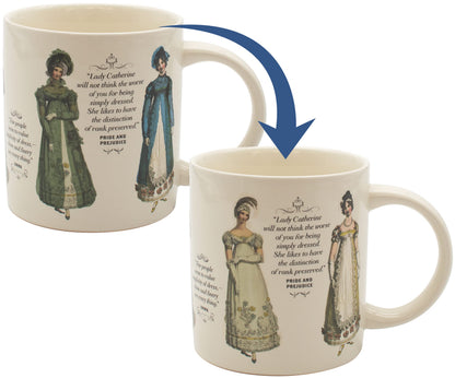 The Unemployed Philosophers Guild Jane Austen Finery Color Changing Mug - Coffee Transforms Day Attire To Show Evening Gowns, Comes in Gift Box, 12 oz