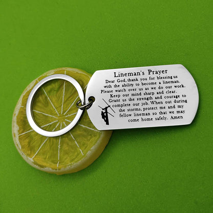 Father's Day Gift Lineman Gift Lineman Prayer keychain Gifts for Him Husband Gift Dad Gift Uncle Boyfriend gift