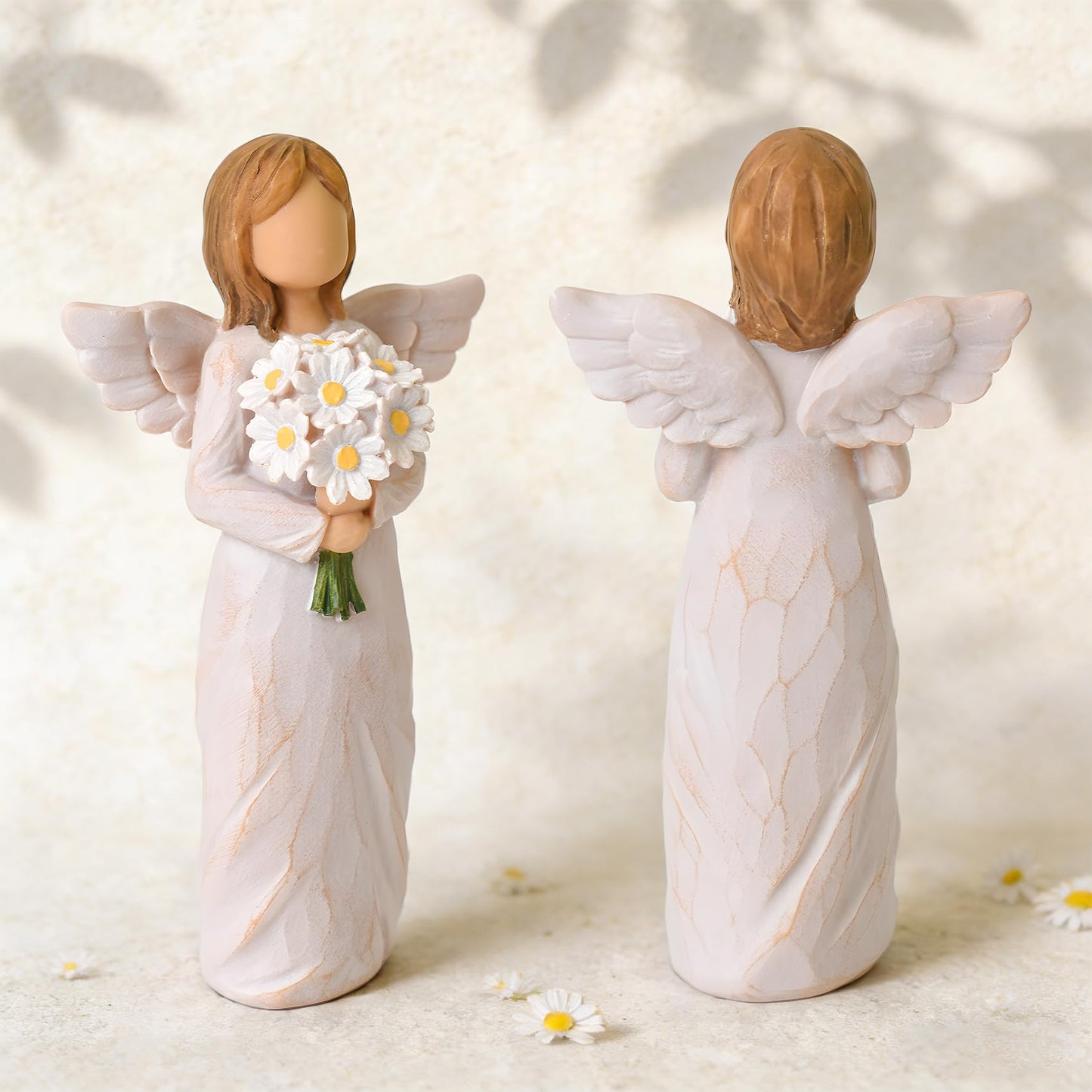 New Beginnings Gifts for Women, Congratulations Gifts for New Job, Graduation, Promotion, Retirement, Leaving Farewell Gift for Coworker, Hand-Painted Daisy Decor Angel Figurines for Women