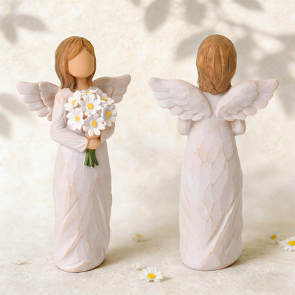 New Beginnings Gifts for Women, Congratulations Gifts for New Job, Graduation, Promotion, Retirement, Leaving Farewell Gift for Coworker, Hand-Painted Daisy Decor Angel Figurines for Women
