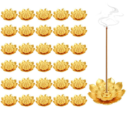 30 Pcs Diwali Gifts Bulk, Lotus Incense Holder, Indian Return Gifts for Pooja Bulk, Gold Lotus Incense Sticks Holder