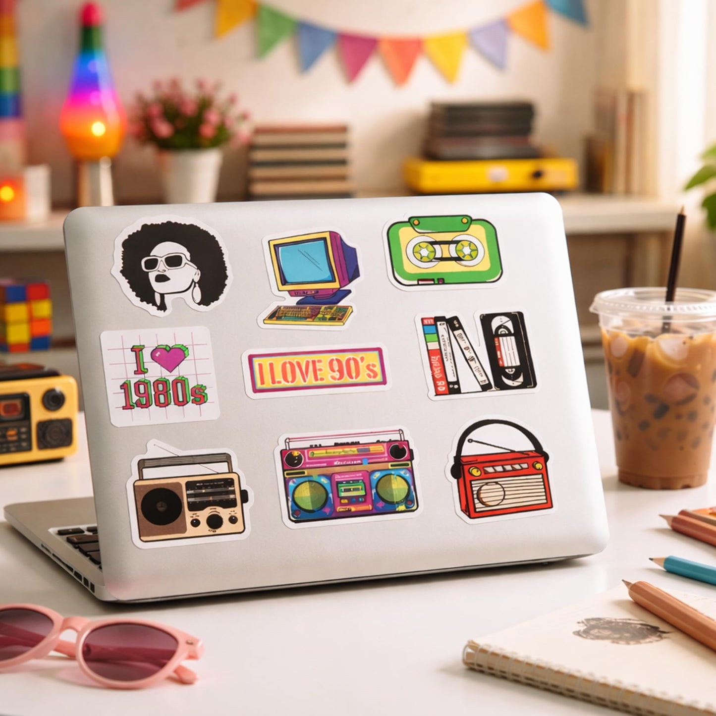 70 Pcs 8090s Retro Sticker Pack for Adults, Waterproof Vinyl Decals for Laptop Water Bottles and Journal