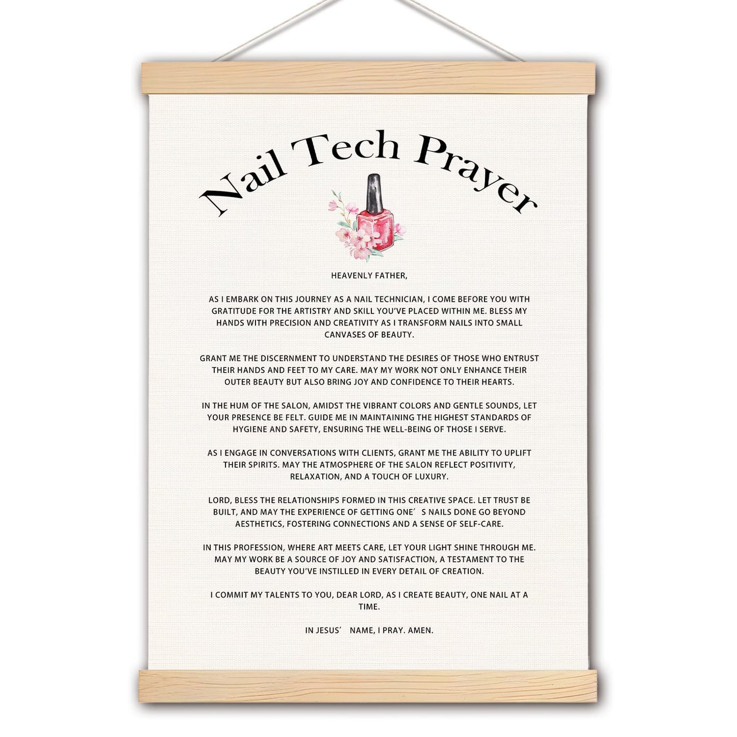 pouep Nail Tech Prayer Wooden Poster Hanger Frame 12.5x17 Inch,Appreciation Gift For Nail Techs,Nail Tech Gifts,Nail Tech Gifts For Woman
