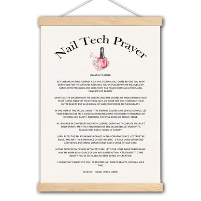 pouep Nail Tech Prayer Wooden Poster Hanger Frame 12.5x17 Inch,Appreciation Gift For Nail Techs,Nail Tech Gifts,Nail Tech Gifts For Woman