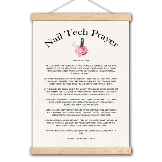 pouep Nail Tech Prayer Wooden Poster Hanger Frame 12.5x17 Inch,Appreciation Gift For Nail Techs,Nail Tech Gifts,Nail Tech Gifts For Woman