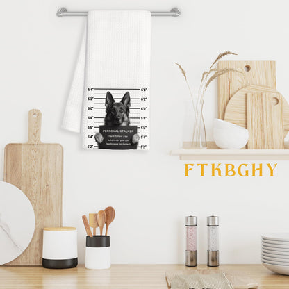 Funny German Shepherd Kitchen Towels, German Shepherd Gifts for Women Men, Black and White Dog Mugshot Decorative Dish Hand Tea Towels for Bathroom Kitchen, 16x24 Inch