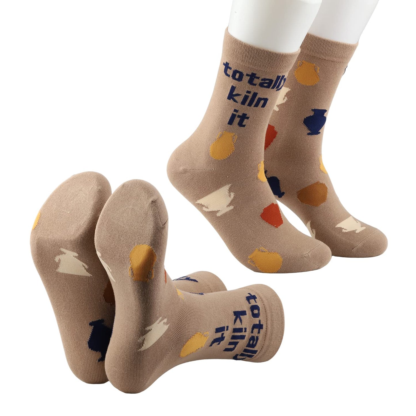 MBMSO Ceramic Artist Gifts 2 Pairs Totally Kiln It Pottery Socks for Pottery Lover and Ceramic Maker