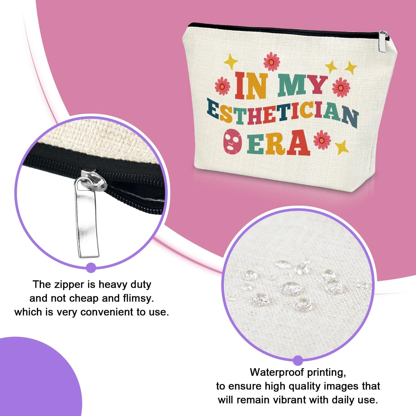 Sazuwu Esthetician Gifts for Women Makeup Bag Graduation Gifts for Her Makeup Artist Skin Therapist Cosmetic Bag Dermatologist Doctor Gifts Christmas Birthday Present for Beautician