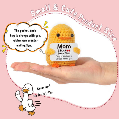 MBL Mom Birthday Gifts from Daughter - Funny Gifts for Mom Birthday Christmas Mother's Day from Daughter Son, Small Cute Crochet Duck for Mother Mama Mommy I Duck Love You Christmas Stocking Stuffers