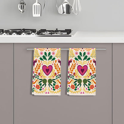 Sunwer Mexican Floral Kitchen Towels Cinco De Mayo Dish Towels Mexico Let's Fiesta 18x26Inch for Seasonal Holiday Home Decor Set of 2