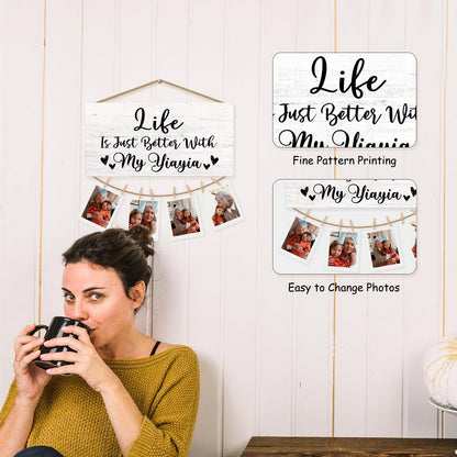 Yiayia Gifts Picture Frame Photo Holder for Wall, Birthday Gifts for Yaya Grandma, Thank You Grandmother Gift、 from Grandchildren Grandkids Hanging Photo Display