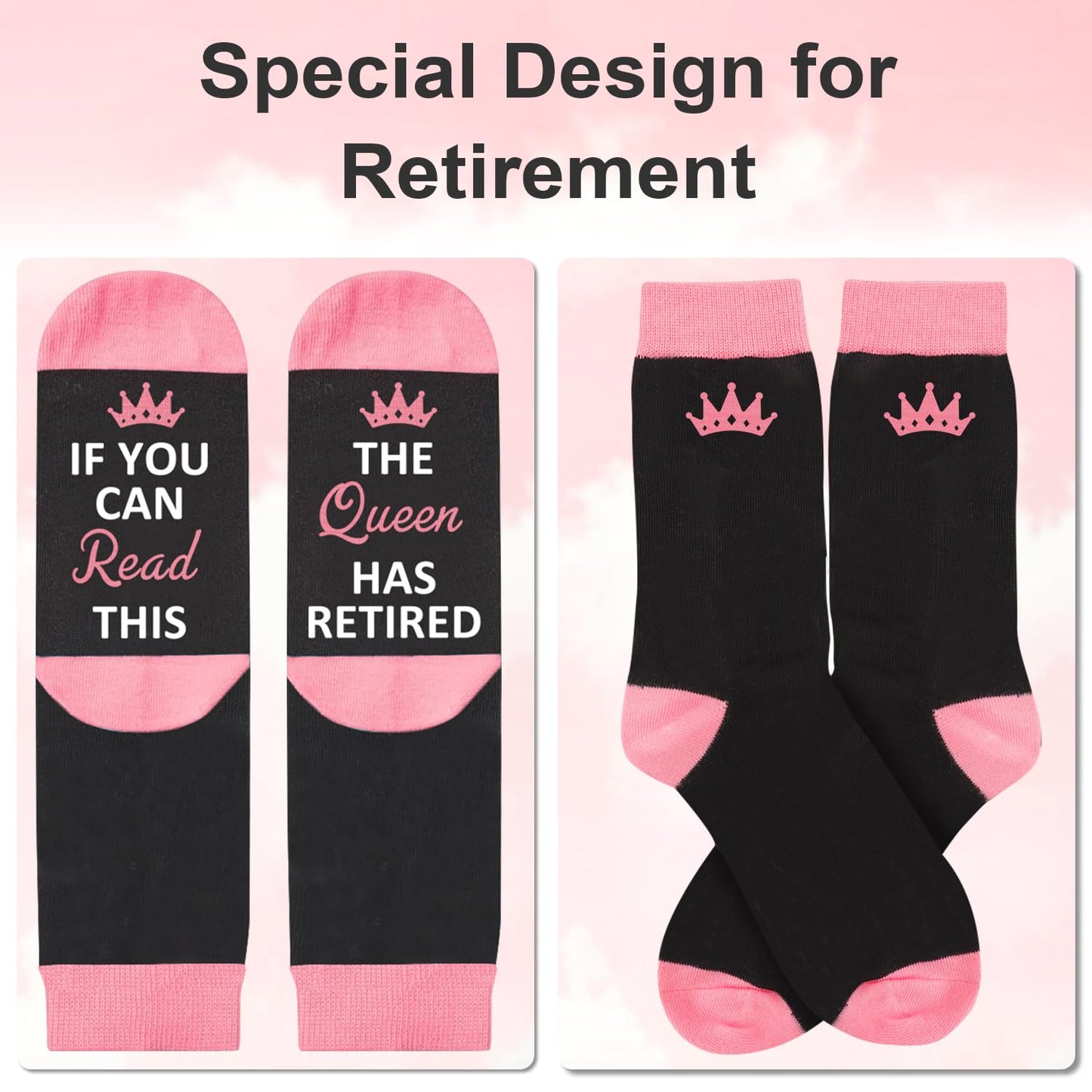 Juesly Retirement Gifts for Women, Funny Socks Retirement Gifts for Woman Box Ready for Present